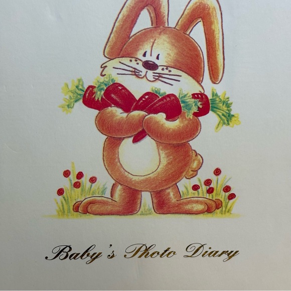 Vintage Baby Photo Diary Album Bunny Rabbit Shower Gift Present Memory Book - Picture 11 of 14